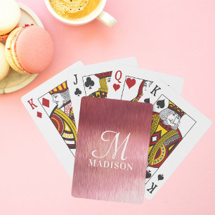 Monogram metallisk Rosa Texturerad Personlig Namn Casinokort