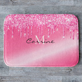 Monogram Metallisk Shock rosa Glitter (matta) Badrumsmatta