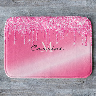 Monogram Metallisk Shock rosa Glitter (matta) Badrumsmatta