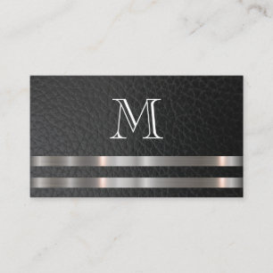 Monogram metallisk Silver-trimläder Visitkort
