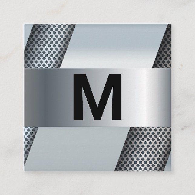 Monogram | Metallisk utförandebakgrund Fyrkantigt Visitkort (Framsida)