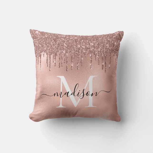 Monogram Metalliska drivrutiner för Rosa Glitter v Kudde (Framsida)