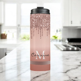 Monogram metalliskt droppar i ro guld glitter