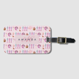 Monogram Milkshake Cute  Rosa Retro-gåvor Bagagebricka