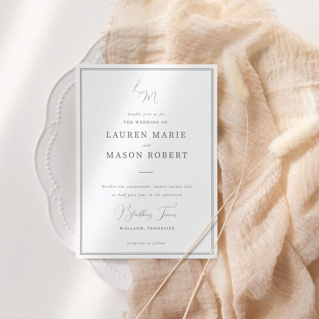 Monogram - minimal bröllopsinbjudan inbjudningar (Skapare uppladdad)