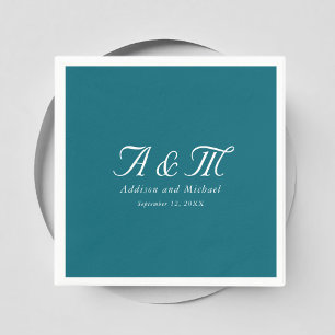 Monogram, minimal, Elegant, bensin, Bröllop Pappersservett
