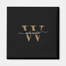 Monogram minimal Elegant, svart Guld-skript Namn