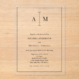 Monogram minimal enkel svart Gräns Bröllop
