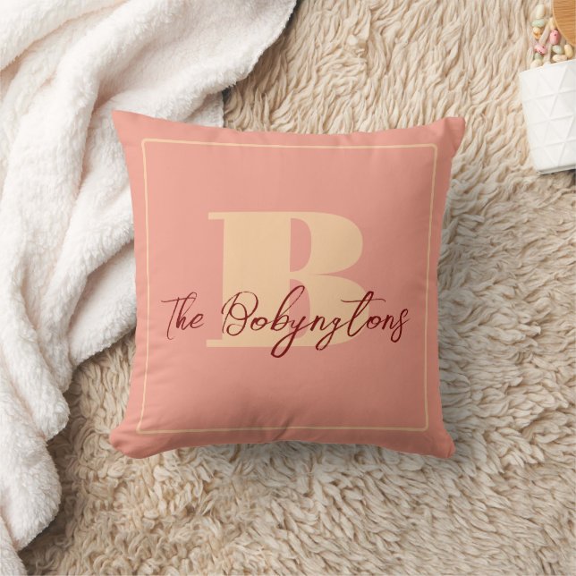 Monogram minimal kalligrafi persikogul boho kudde (Filt)
