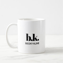 Monogram Minimal Klassisk Elegant Svart och Vitt Kaffemugg