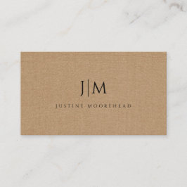Monogram minimal lätt bruna lineneffekt visitkort