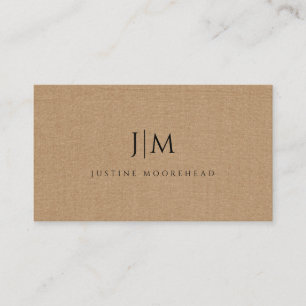 Monogram minimal lätt bruna lineneffekt visitkort