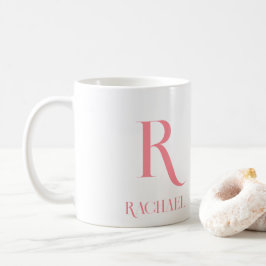 Monogram Minimal Modern Name Stylish Pink Kaffemugg