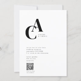 Monogram, minimal, modern QR-kod. Inbjudningar