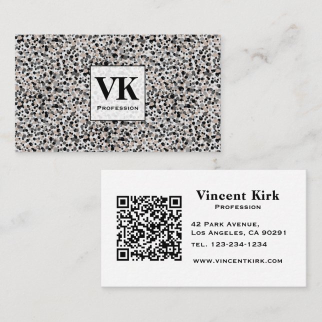 Monogram minimalisörnad grå svart beige. visitkort (Fram/baksida)