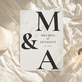 Monogram Minimalist Black and Ecru Modern Wedding Inbjudningar