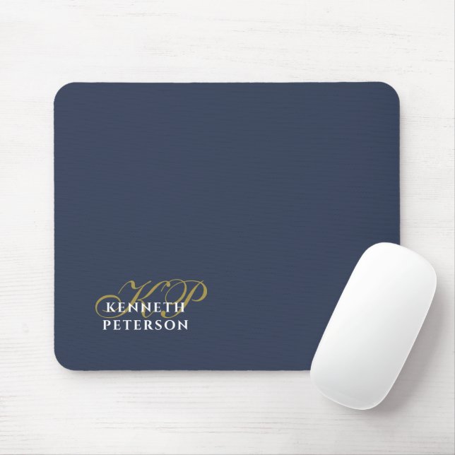 Monogram Minimalist Dammtor Blue Guld Vit Man Musmatta (Med mus)