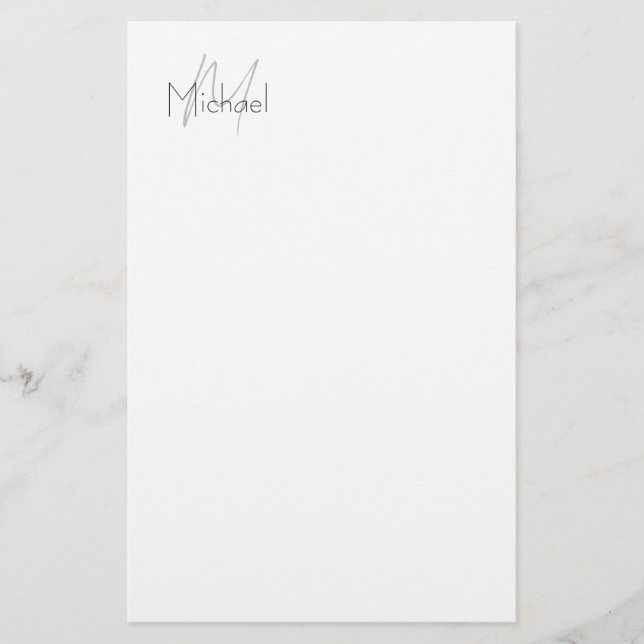 Monogram Minimalist Enkel Modern Namn Brevpapper (Framsida)