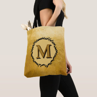 Monogram minimalist enkel svart falskt guld tygkasse