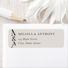 Monogram Minimalist Ivory Wedding Return Address Returadress Etikett