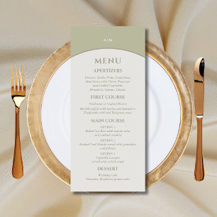 Monogram Minimalist Japandi Bröllop Menu Meny