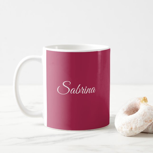 Monogram minimalist körsbärsrosafärgad kaffemugg (Med munk)
