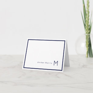 Monogram minimalist marinblå chic kant anteckningskort