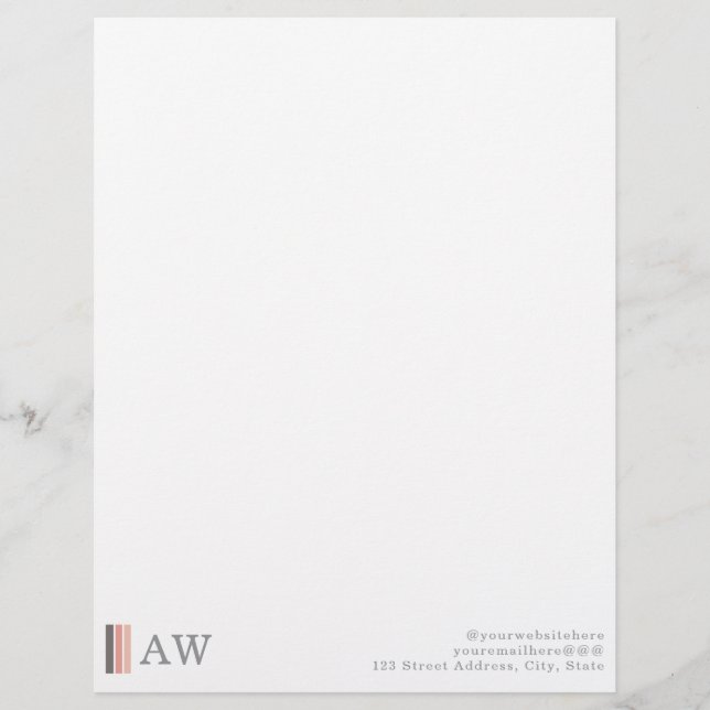 Monogram Minimalist Modern Pink, Grey & Rose Sand Brevhuvud (Framsida)