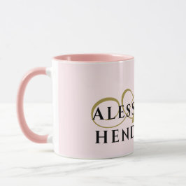 Monogram Minimalist Pastel Pink Gold Black Stylish Mugg