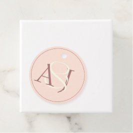 Monogram Minimalist Peachy Pink & Mauve Wedding Gåvor Etiketter