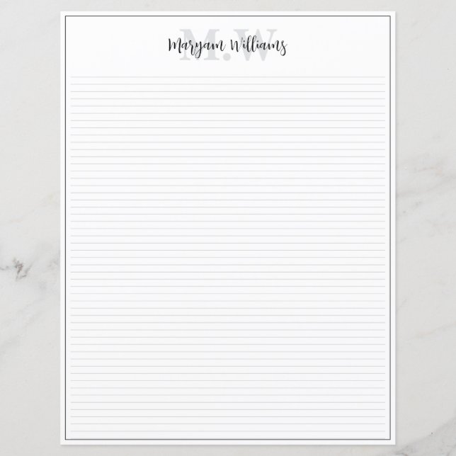 Monogram minimalist rand namnepapper (Framsida)