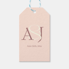 Monogram Minimalist Warm Pink & Mauve Wedding Presentetikett