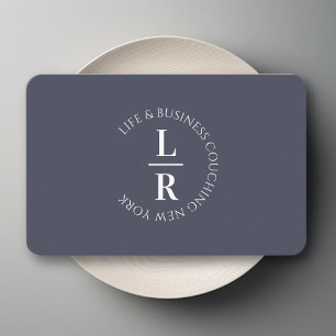 Monogram-, minimalistisk blått grått-verksamhet visitkort