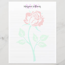 Monogram Minimalistisk Blommig Namn Brevpapper