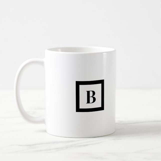 Monogram minimalistisk Brev B Black & White Kaffemugg (Vänster)