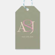 Monogram Minimalistisk Bröllop i Salvia Grön & Ros