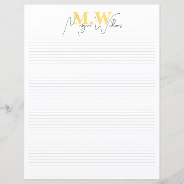 Monogram minimalistisk chic namnpapperi (Framsida)