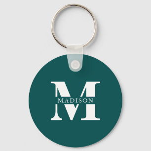 Monogram - minimalistisk Elegant Teal Nyckelring