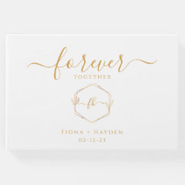 Monogram, minimalistisk enkel Guld och vit Bröllop Gästböcker