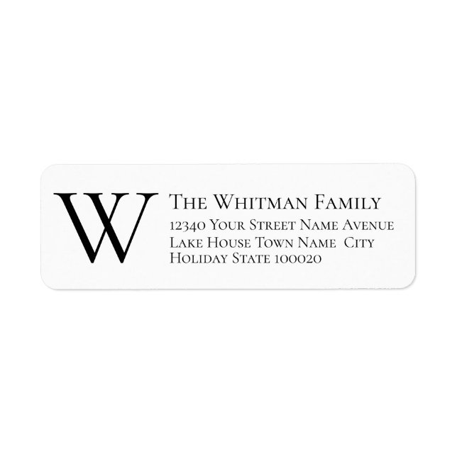 Monogram - minimalistisk familjervit Returadress Returadress Etikett (Framsidan)