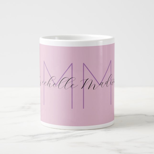 Monogram minimalistisk handskrift för Namn Initial Jumbo Mugg (Framsidan)