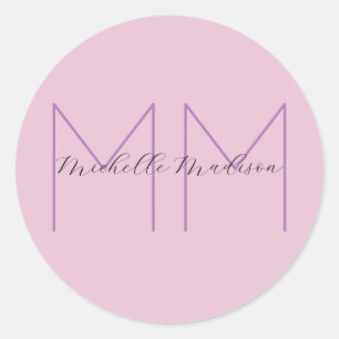 Monogram minimalistisk handskrift för Namn Initial Runt Klistermärke