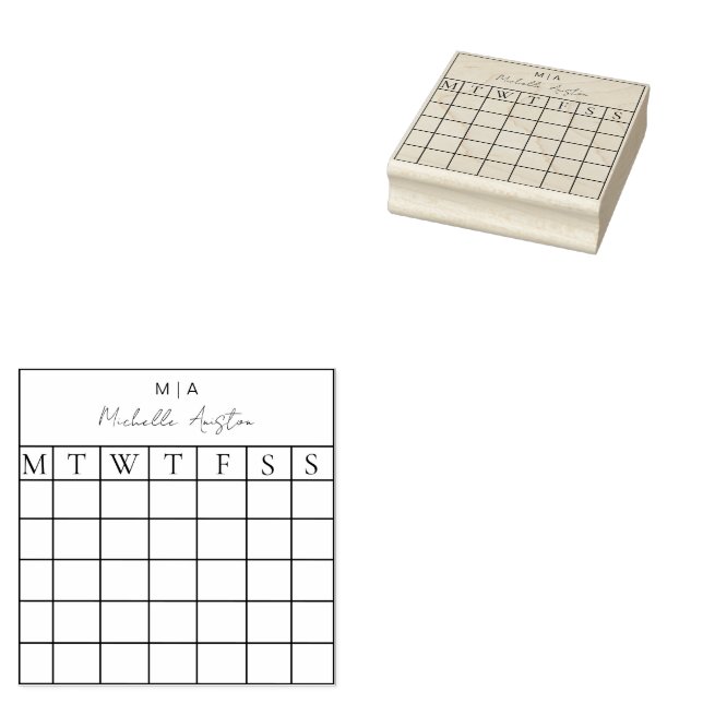 Monogram minimalistisk månatlig kalenderplanering  stämpel (Stämplad)