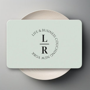 Monogram, minimalistisk mjuk Grönt Visitkort