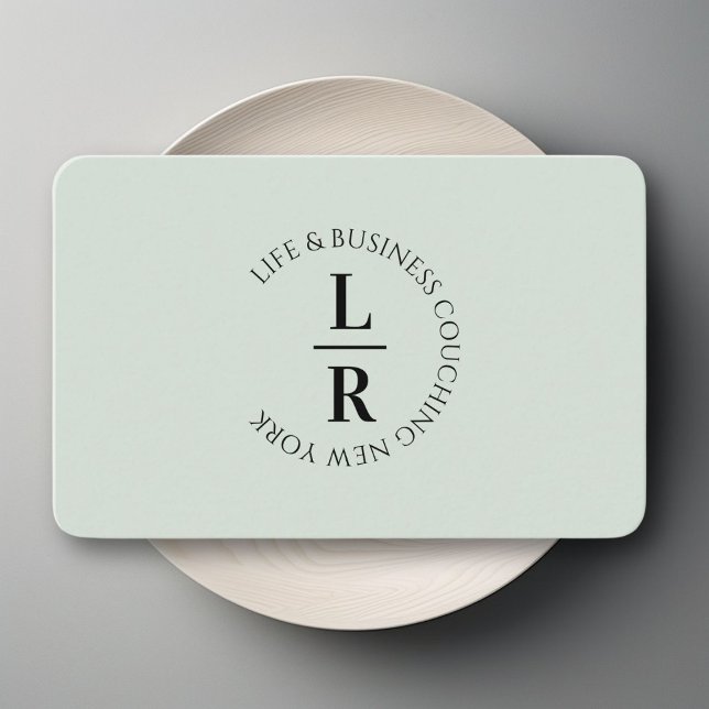 Monogram, minimalistisk mjuk Grönt Visitkort (Monogram, minimalistic Soft Green Business Business Card)