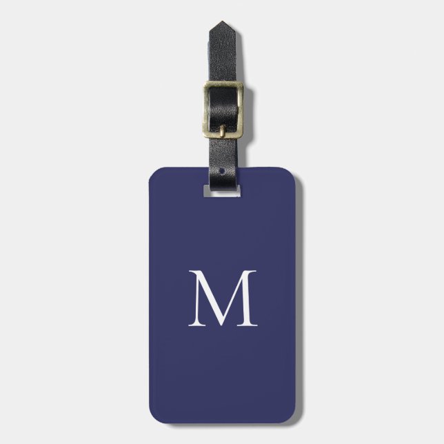 Monogram - minimalistisk modern marin blått bagagebricka (Vertikal Framsida)
