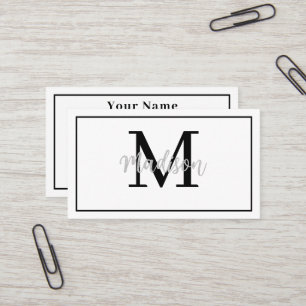 Monogram - minimalistisk modern vit visitkort