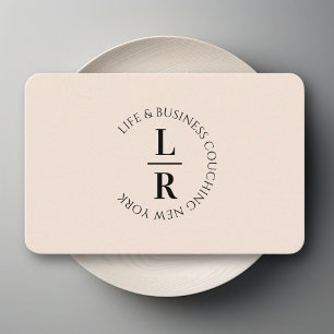 Monogram, minimalistisk naturbeige affärsverksamhe visitkort