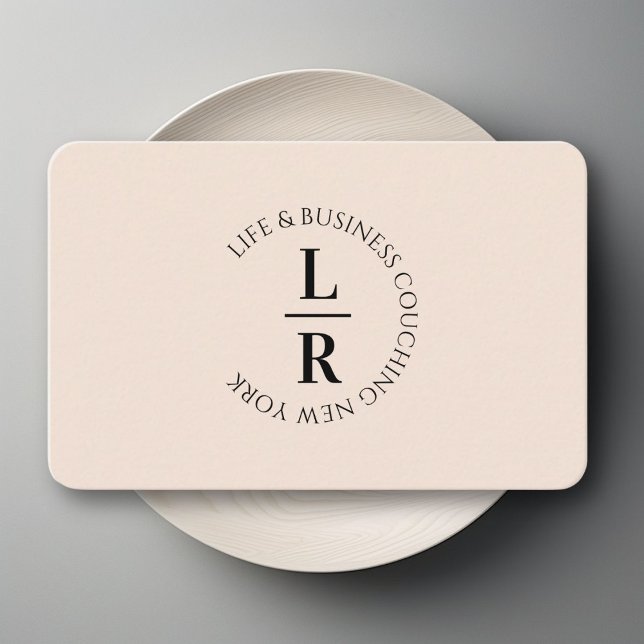 Monogram, minimalistisk naturbeige affärsverksamhe visitkort (Monogram, minimal beige Business Card)