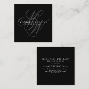 Monogram minimalistisk offentlig notarius publicus fyrkantigt visitkort